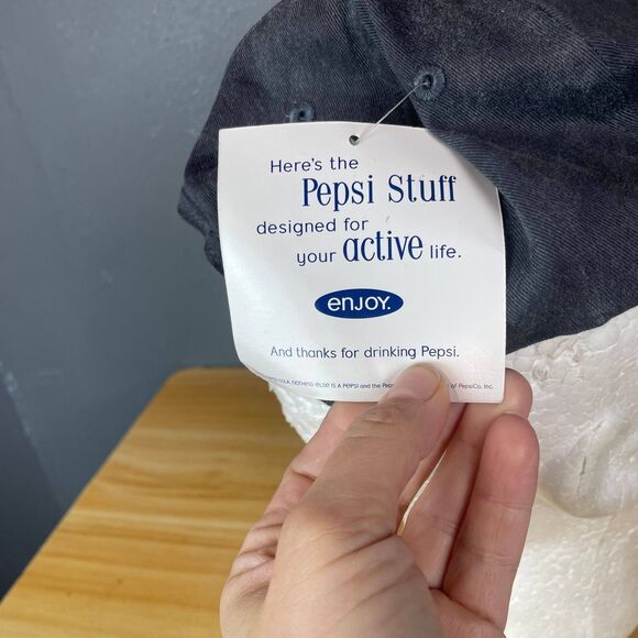 Vintage Pepsi Stuff Denim Hat Black Embroidered Logo Adjustable Strapback NWT - Picture 7 of 10